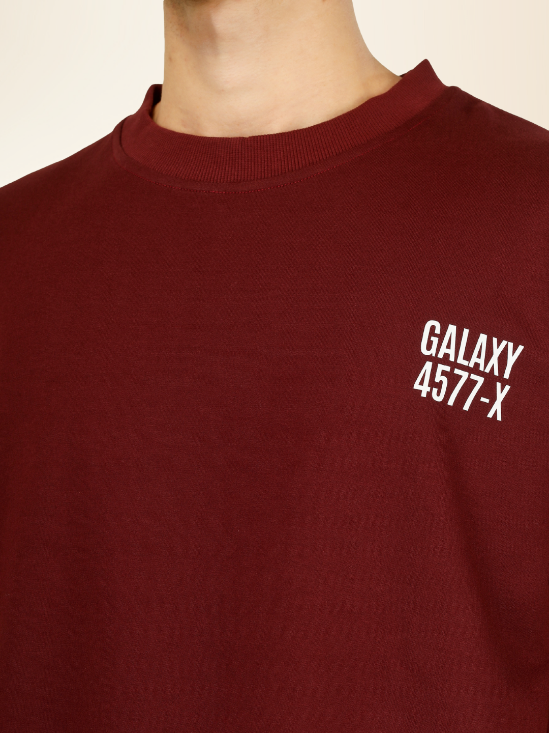 Men’s Oversized Graphic Cotton T-Shirt – Drop Shoulder Street Style Tee - Maroon