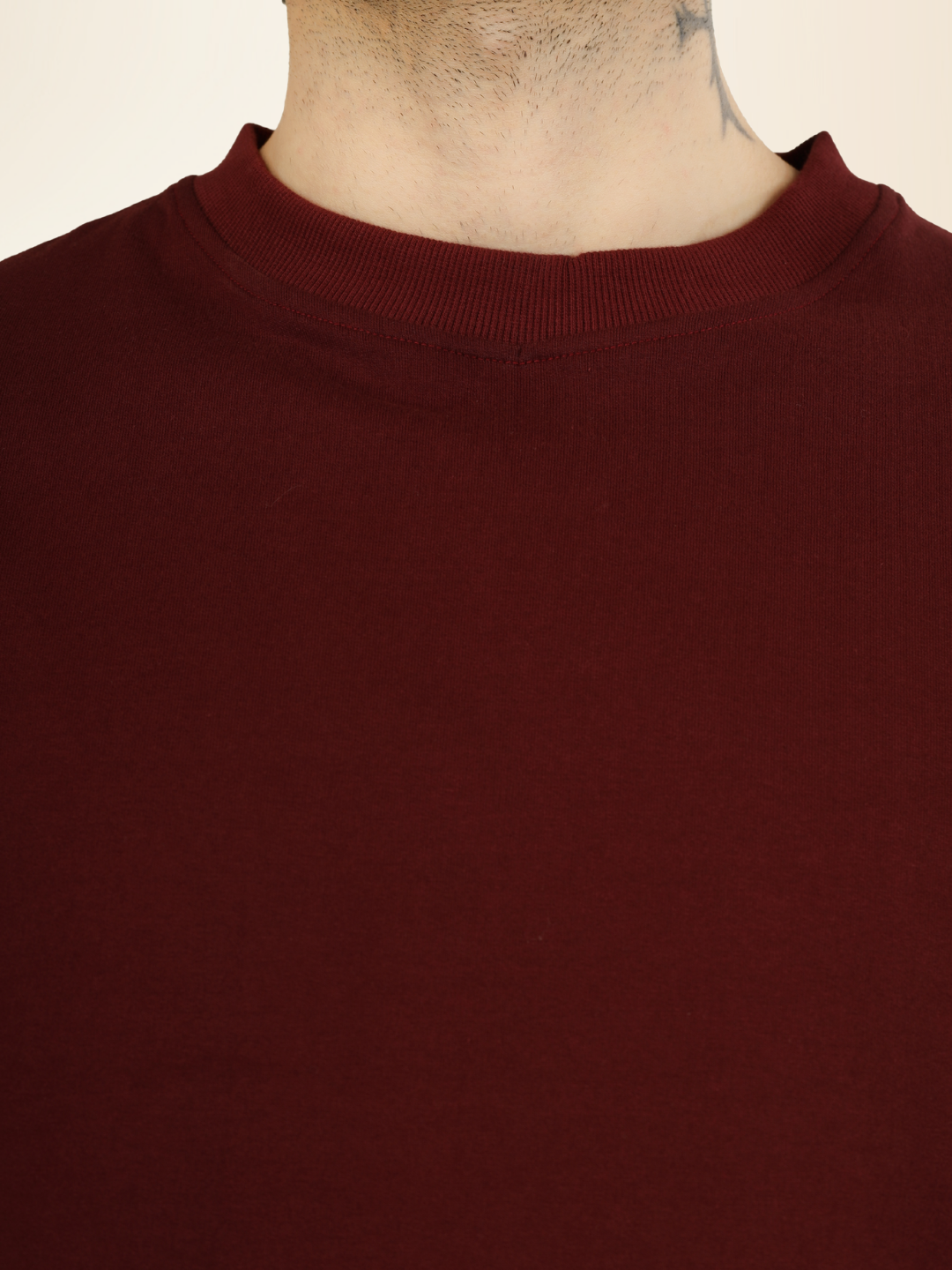 Men’s Drop Shoulder Plain Tee – Relaxed Fit, Everyday Wear - Maroon