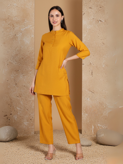 Mustard Yellow Vertican Kurta Set