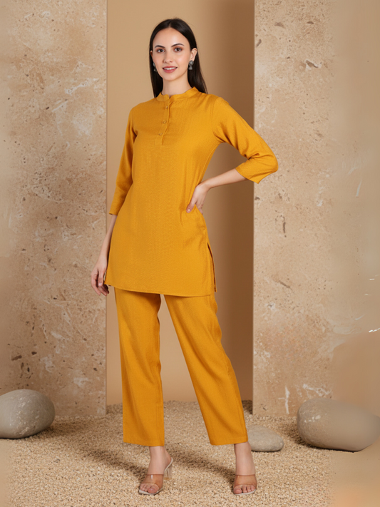 Mustard Yellow Vertican Kurta Set