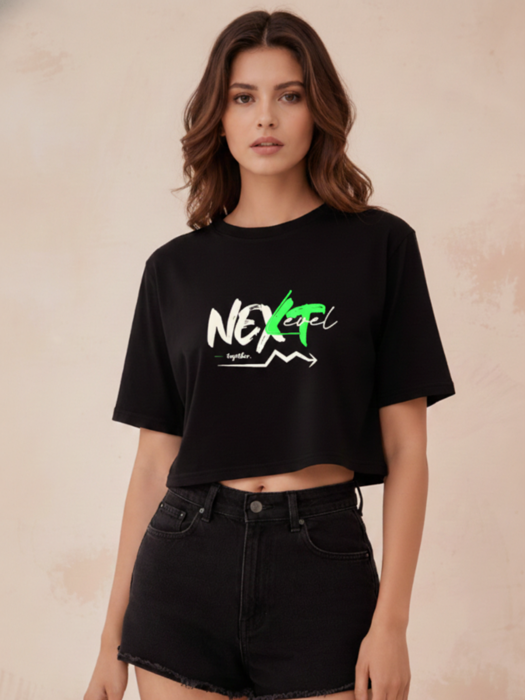 Women Solid Color Oversized Crop Top