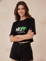 Women Solid Color Oversized Crop Top