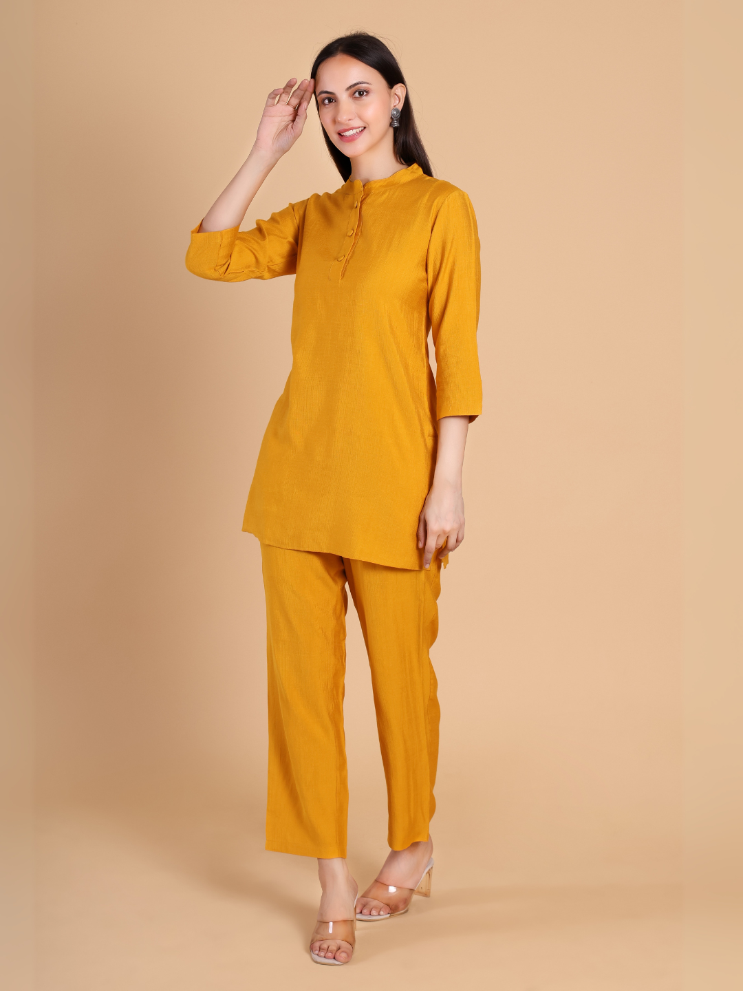 Mustard Yellow Vertican Kurta Set