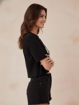 Women Solid Color Oversized Crop Top