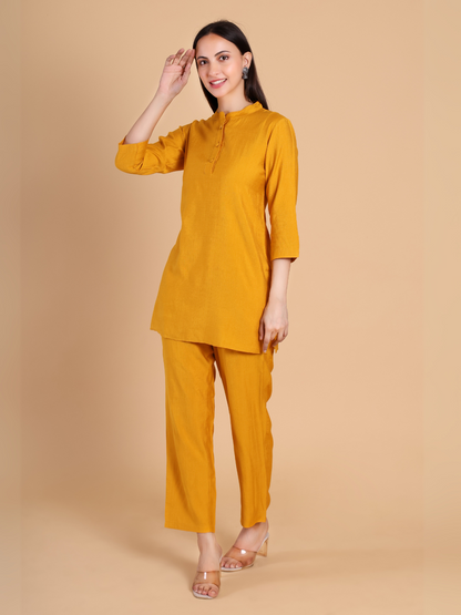 Mustard Yellow Vertican Kurta Set