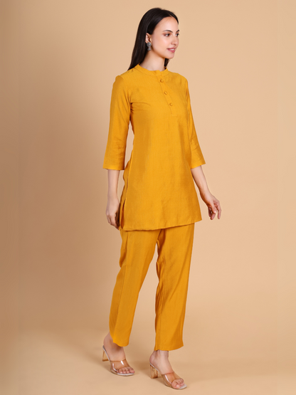 Mustard Yellow Vertican Kurta Set