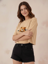 Women Solid Color Oversized Crop Top