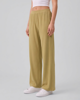 Women Ribbed Beige Trousers | Loose Fit Wide Leg Palazzo Pants