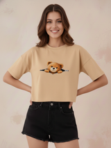 Women Solid Color Oversized Crop Top