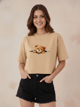 Women Solid Color Oversized Crop Top