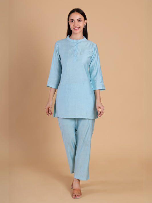 Sky Blue Vertican Kurta Set