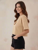 Women Solid Color Oversized Crop Top