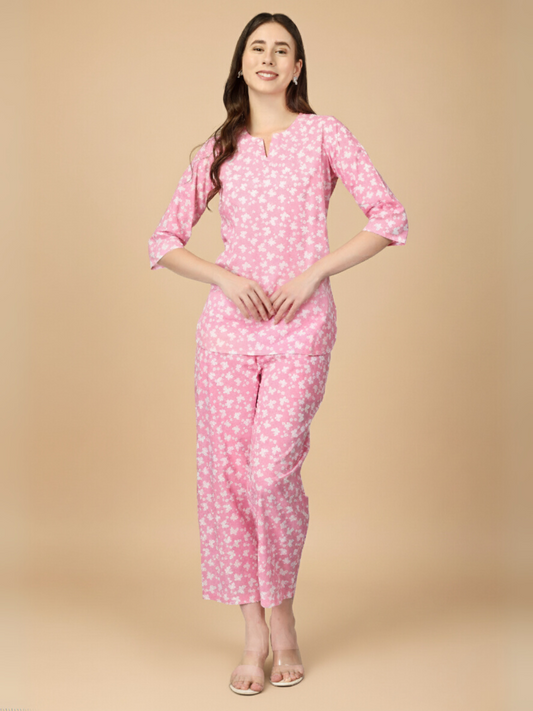 Blush Pink Nightwear Set – Elegant Co-ord with Relaxed Shirt & Pajama