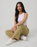 Women Ribbed Beige Trousers | Loose Fit Wide Leg Palazzo Pants