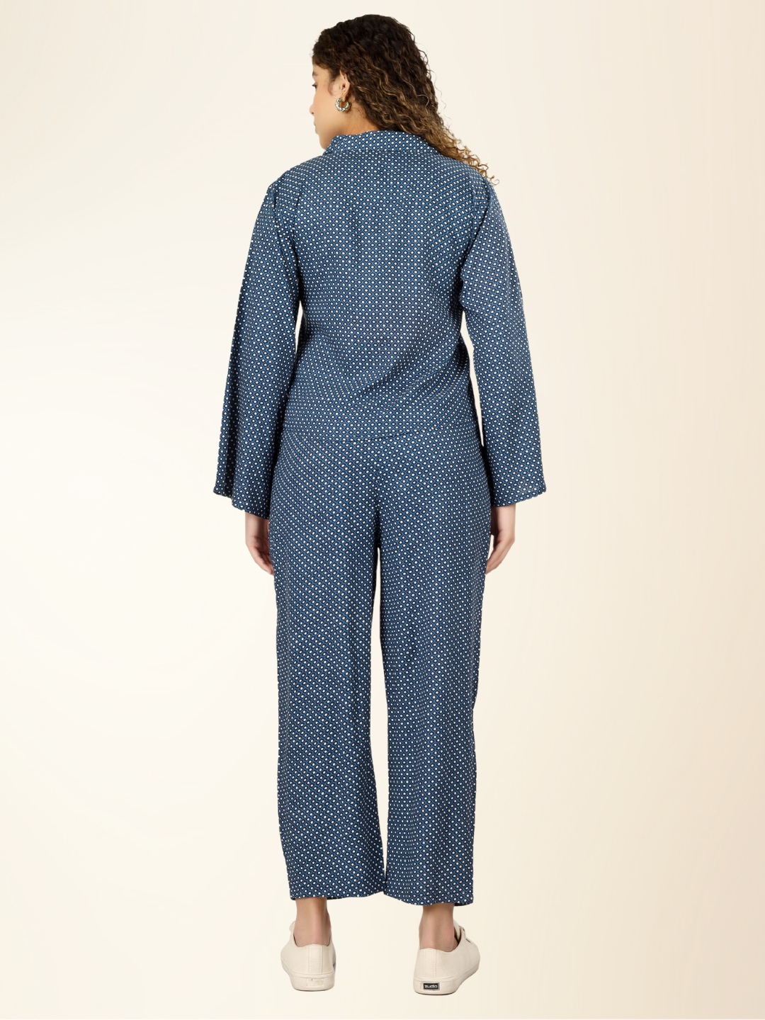 Polka Dot Cotton Coord Set – Blue