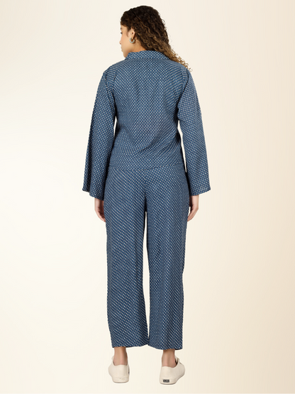 Polka Dot Cotton Coord Set – Blue