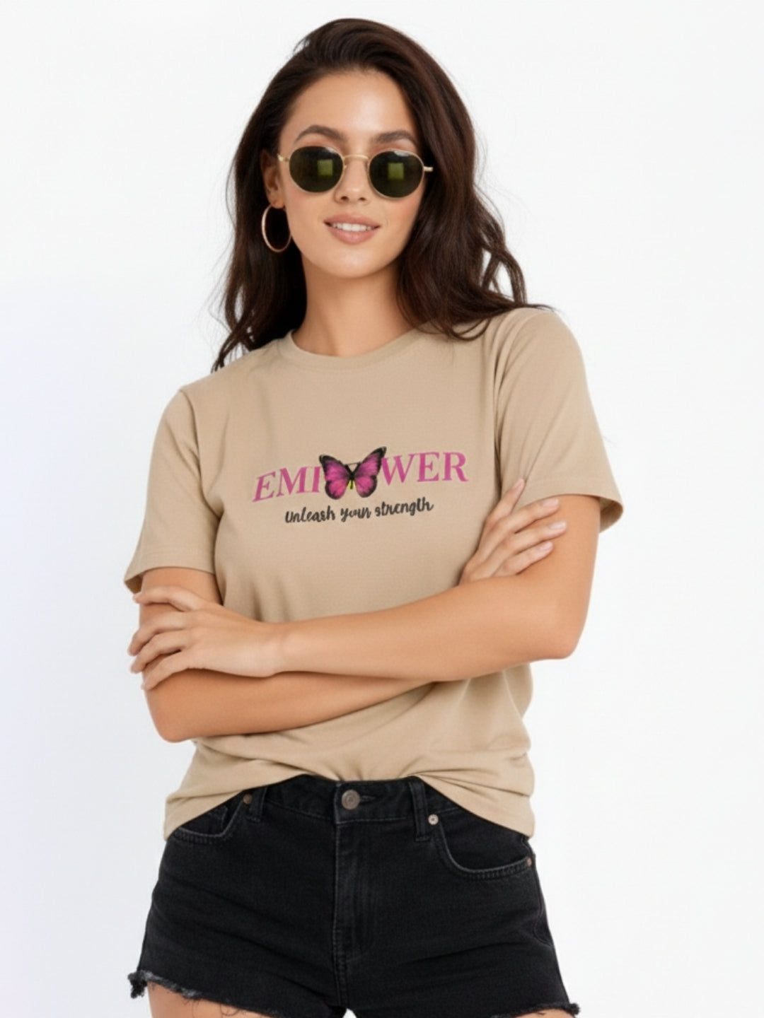 Women Printed Empower Cotton T-Shirt | Regular Fit