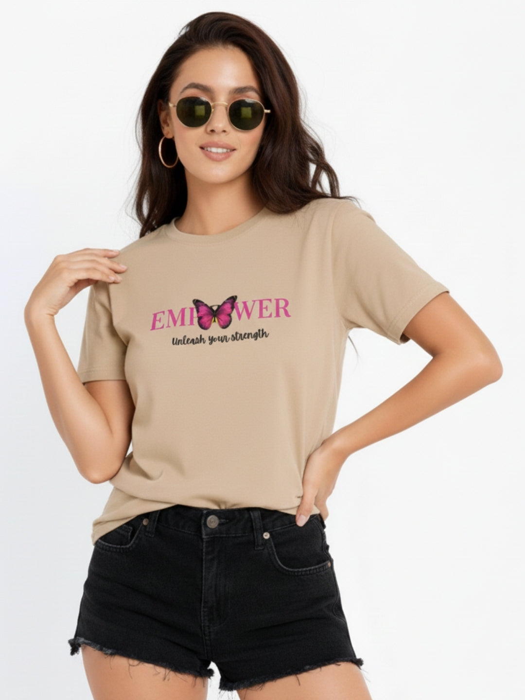 Women Printed Empower Cotton T-Shirt | Regular Fit