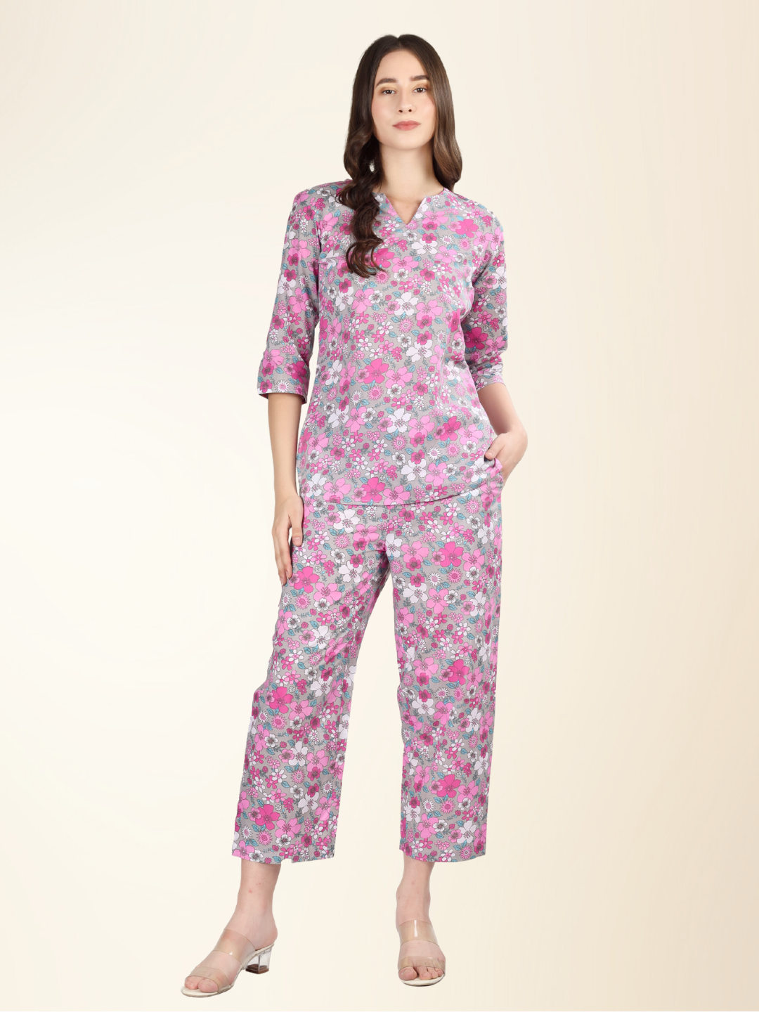 Floral Printed Multicolour Coord Set – Soft, Stylish & Easy to Wear