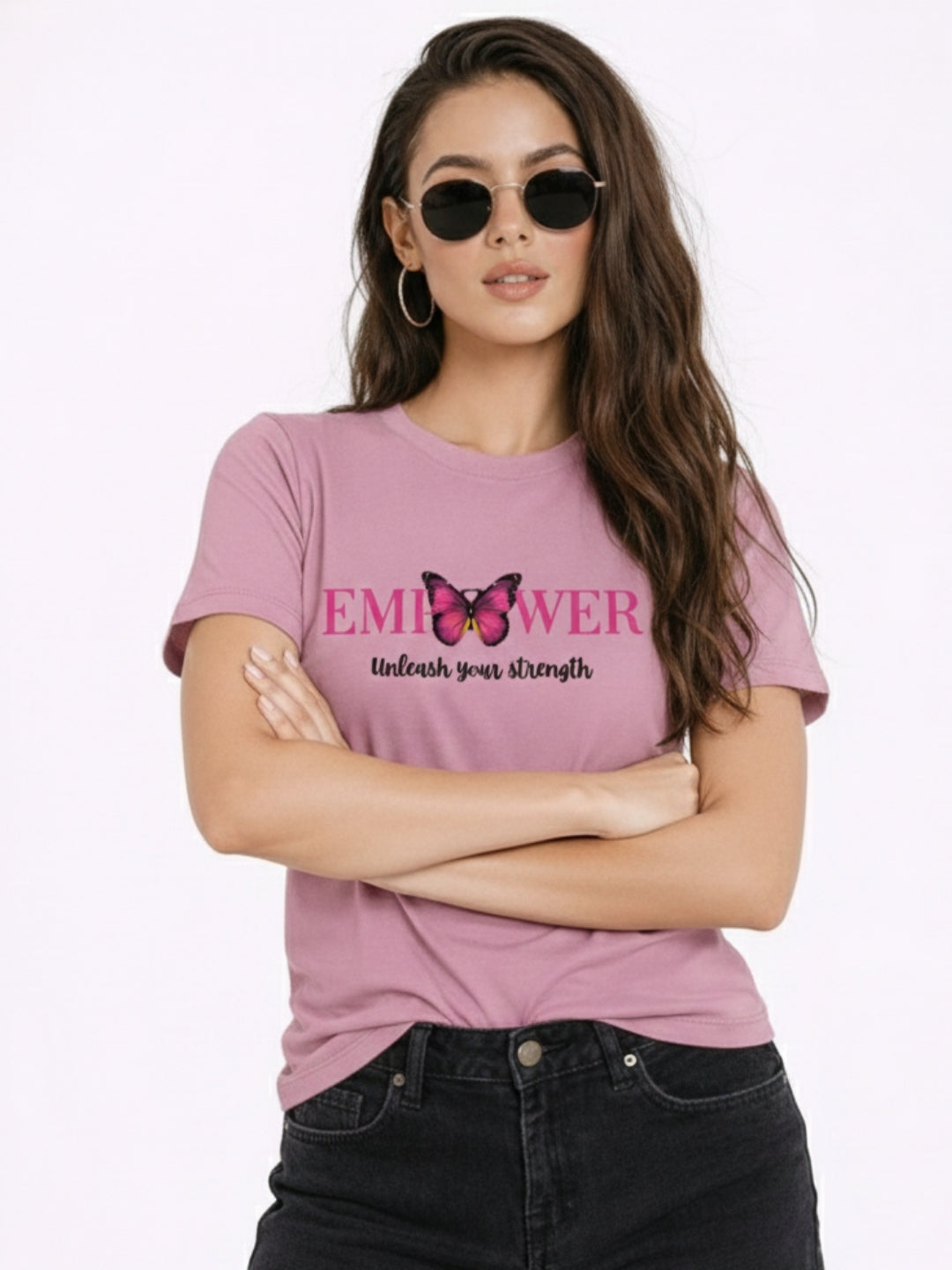 Women Printed Empower Cotton T-Shirt | Regular Fit