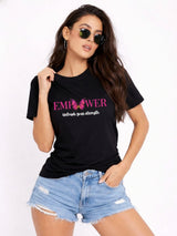 Women Printed Empower Cotton T-Shirt | Regular Fit