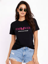 Women Printed Empower Cotton T-Shirt | Regular Fit