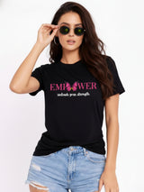 Women Printed Empower Cotton T-Shirt | Regular Fit