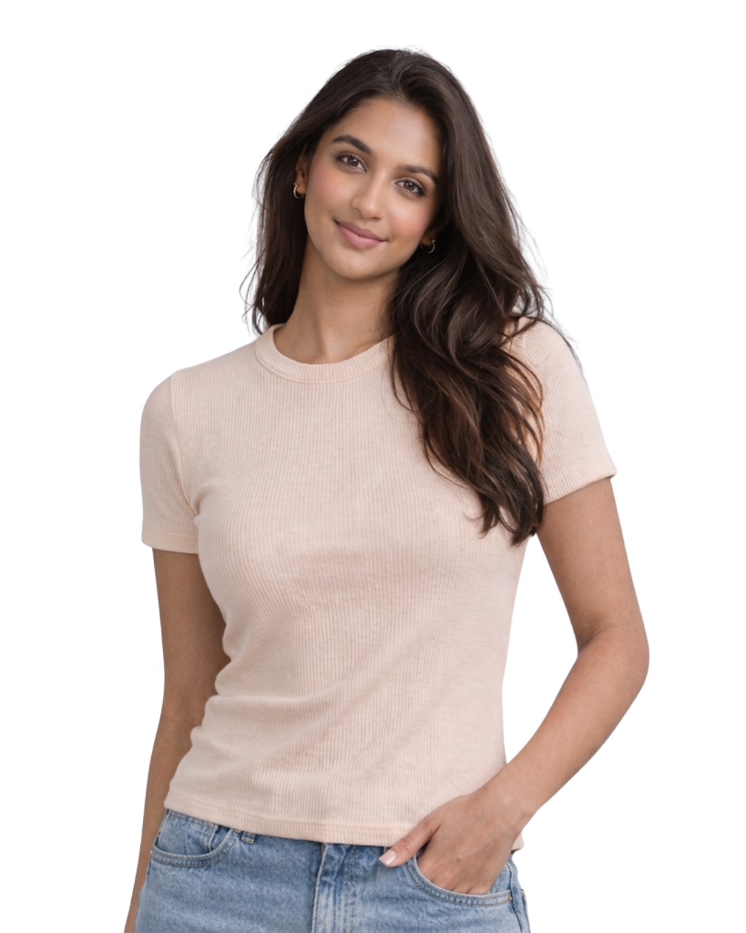 Women Ribbed Half Sleeve Top